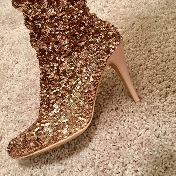 Sequin Heeled Boots (Gold) - Picture 2 of 2